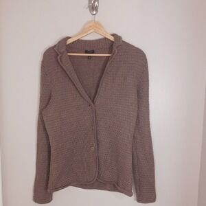 Talbots Merino Wool Brown Cardigan Sweater Women's Goblincore Button Size M